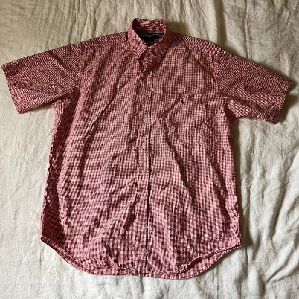 Ralph Lauren Golf Shirt Mens Large Classic Fit Pink Golf Tilden 100% Cotton